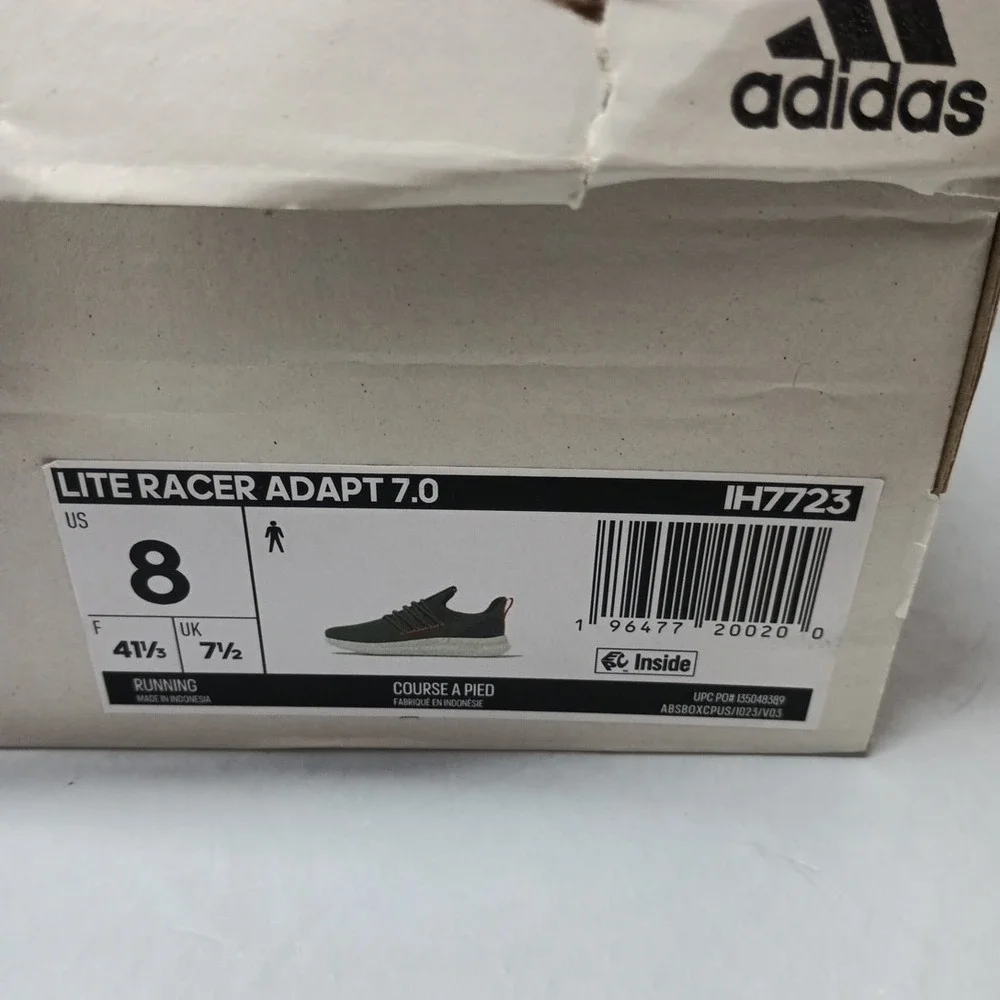 Adidas Lite Racer Adapt 7.0 Shoes Men's Sz 8 Olive Green Sneakers Slip On IH7723